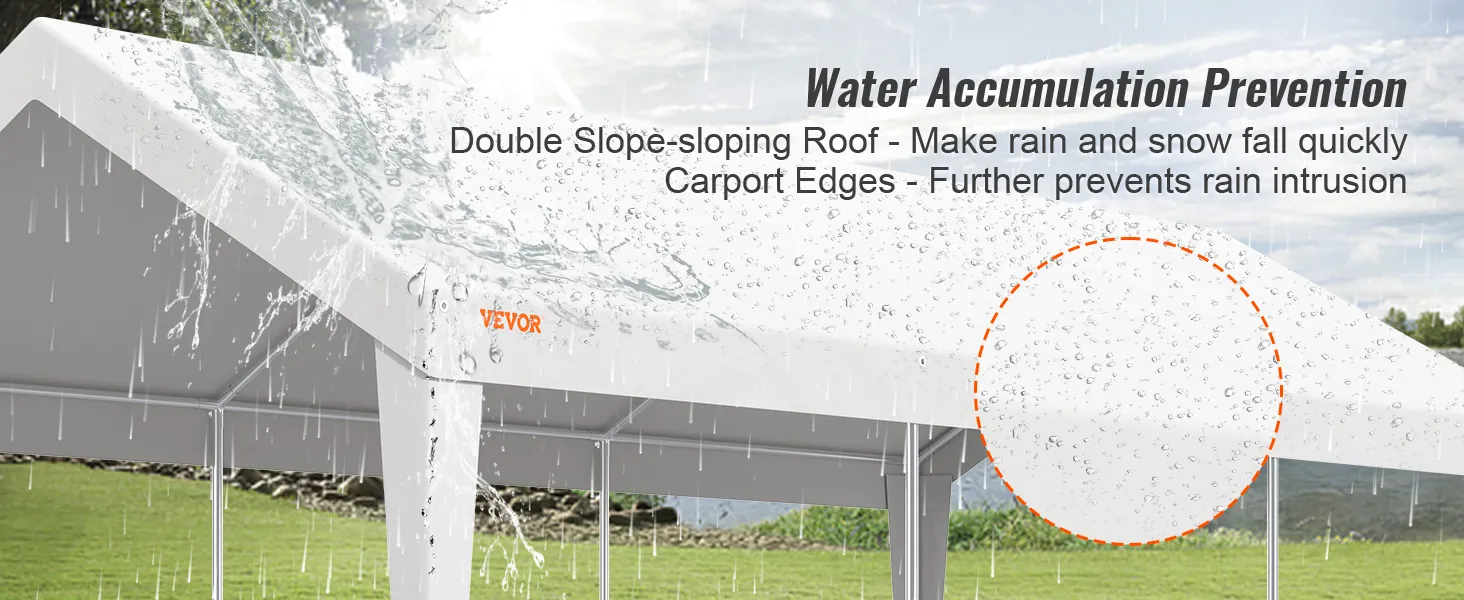 VEVOR Carport, 10x20 ft Heavy Duty Car Canopy Garage Boat Shelter Party Tent with 8 Reinforced Poles and 4 Weight Bags, UV Resistant Waterproof All-Season Tarp for SUV, F150, Car, Truck, Boat