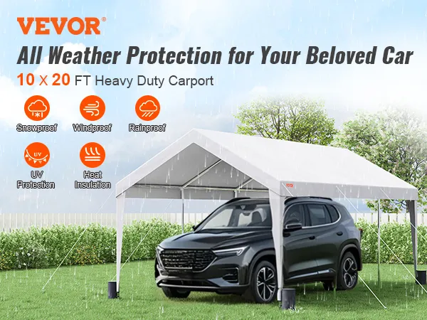 Der robuste VEVOR-Carport (3 x 6 m) schützt Ihren SUV vor Regen und bietet Schnee-, Wind- und UV-Schutz.