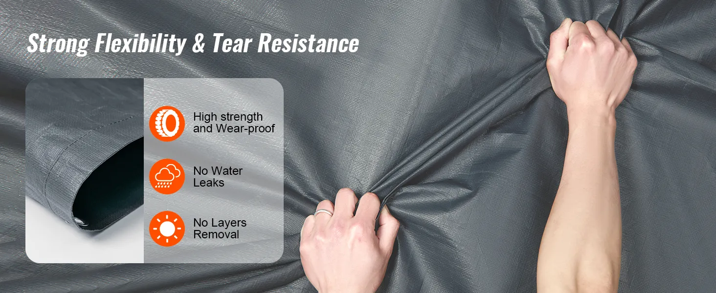 strong flexibility and tear resistance of VEVOR carport material, high strength, wear-proof, no leaks.