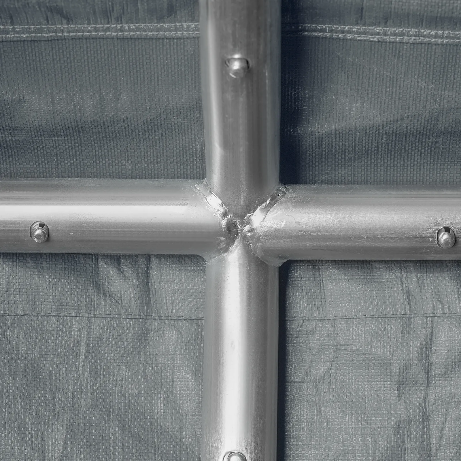 VEVOR carport metal frame with cross-joint, bolts, and fabric cover, showcasing durable construction.