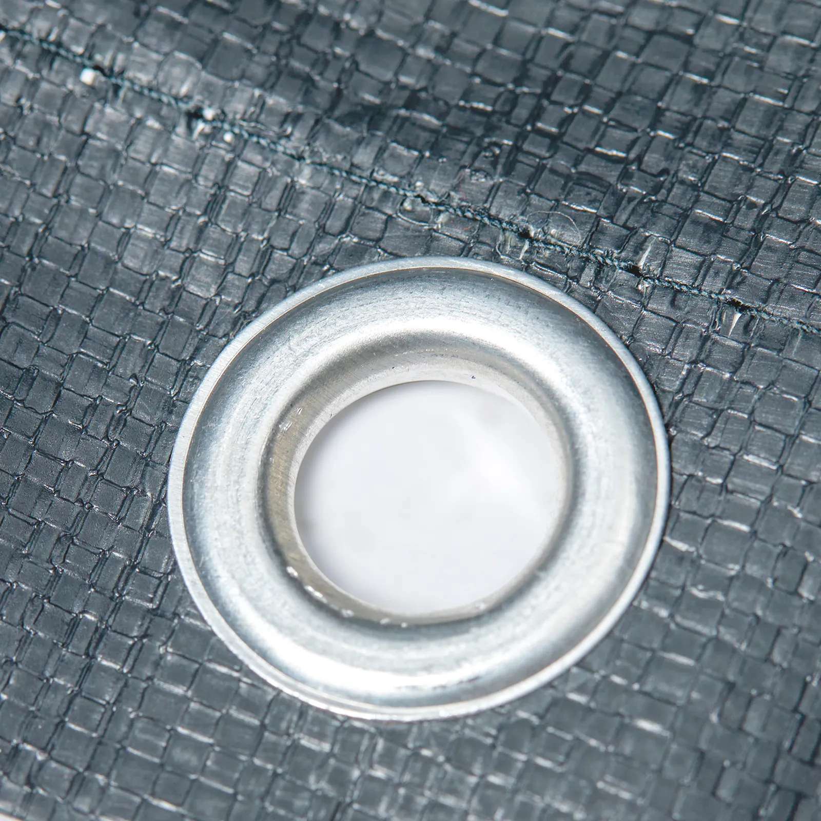 metal grommet in gray tarp for VEVOR carport. sturdy, durable fabric with reinforced stitching.