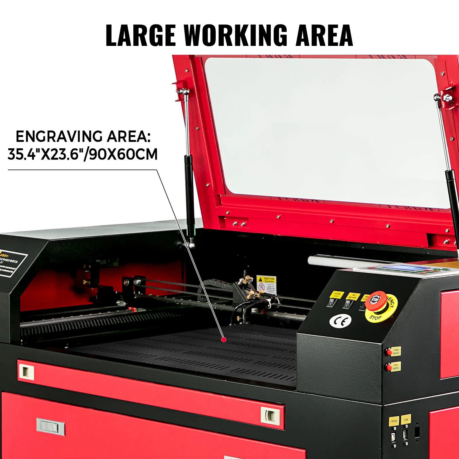 Incisore laser CO2 VEVOR con ampia area di lavoro, dimensioni di incisione 90x60 cm/35,4"x23,6".