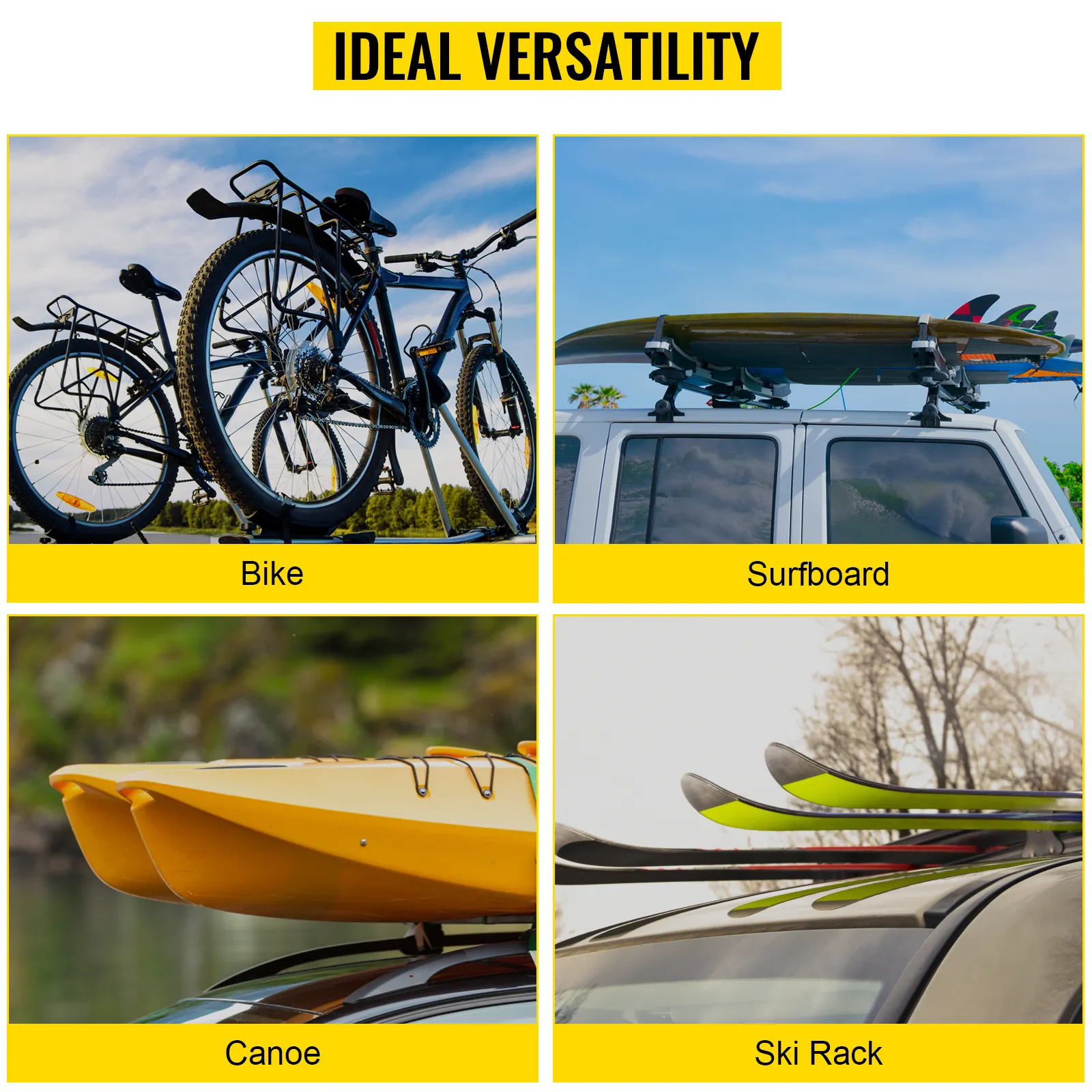 VEVOR roof rack kia sorento with bike, surfboard, canoe, and ski rack versatility.