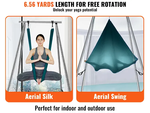 VEVOR aerial yoga frame met aerial silk- en aerial swing-opstellingen, ideaal voor binnen- en buitengebruik.