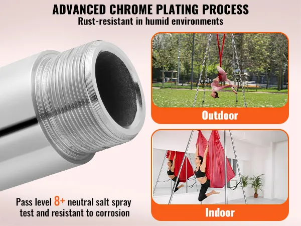 Geavanceerd chroomplatingsproces met VEVOR aerial yoga hangmat voor buiten- en binnengebruik.