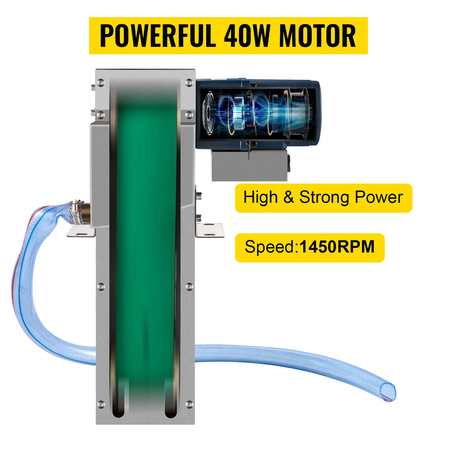 Potente separador de aceite de banda VEVOR de 40 W con alta potencia y velocidad de 1450 rpm.