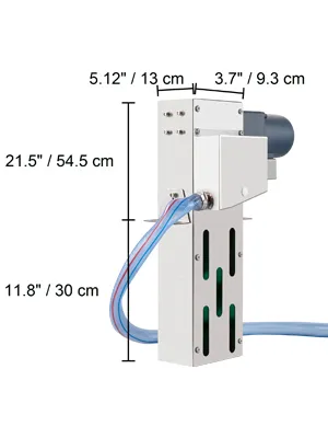 Desnatador de aceite de cinta VEVOR con dimensiones en cm, elegante diseño de metal.