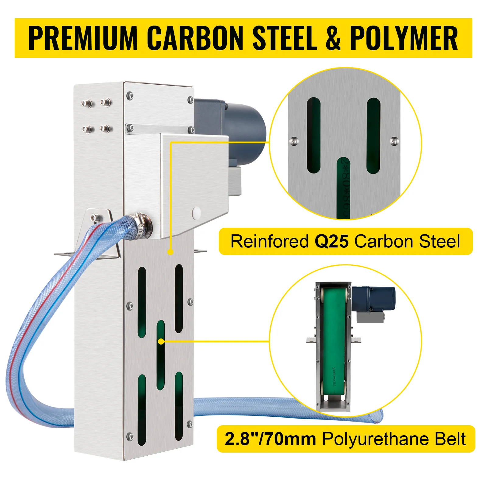 Desnatador de aceite de banda VEVOR con acero al carbono q25 reforzado y banda de poliuretano de 2,8"/70 mm.