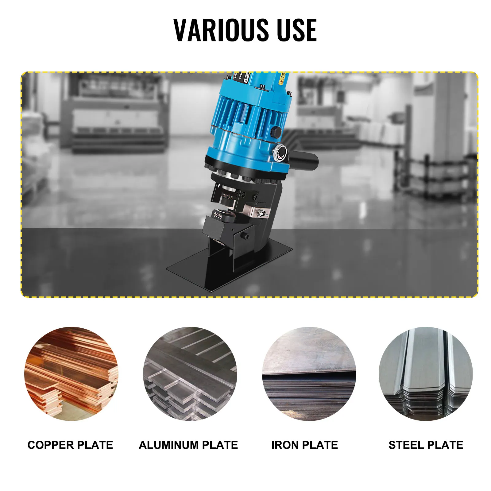 Perforadora hidráulica VEVOR para aplicaciones de placas de cobre, aluminio, hierro y acero.