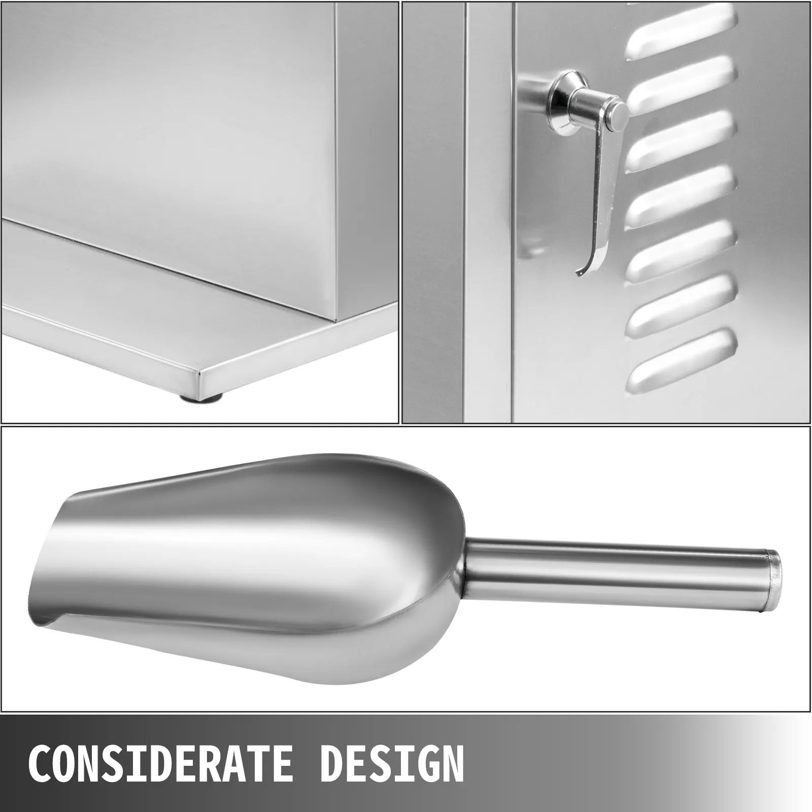 Mezclador de polvo VEVOR de acero inoxidable con mango ergonómico y elegante diseño de cuchara