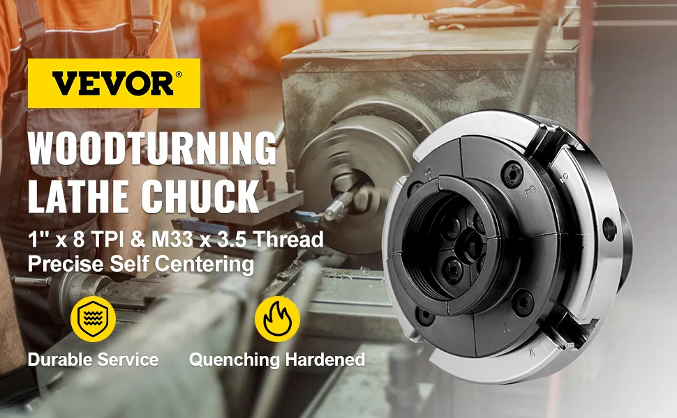 Mandrino per tornitura del legno VEVOR, durevole, temprato, autocentrante preciso.