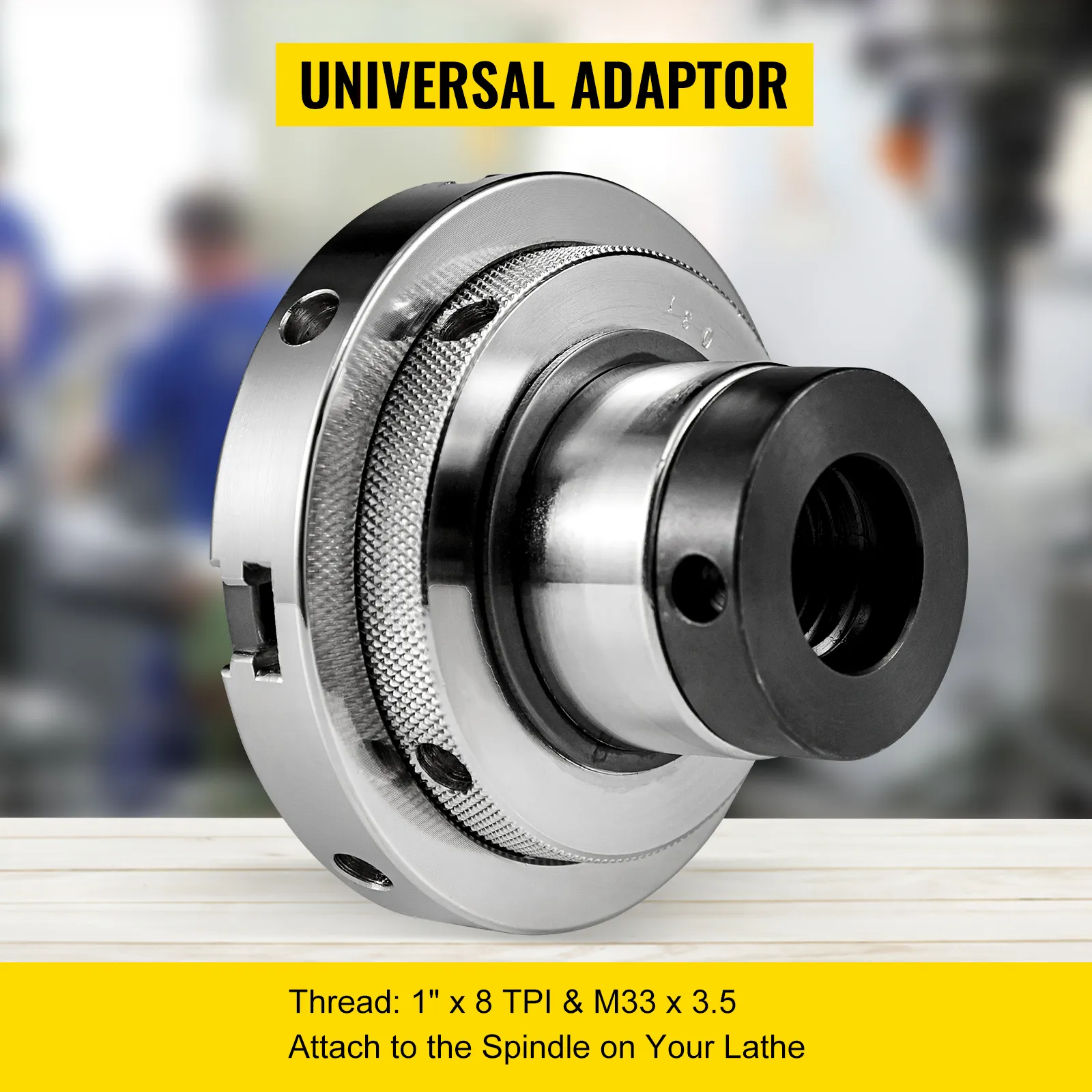 Adattatore universale per mandrino da tornio VEVOR con filettatura 1"x 8tpi e M33 x 3,5.