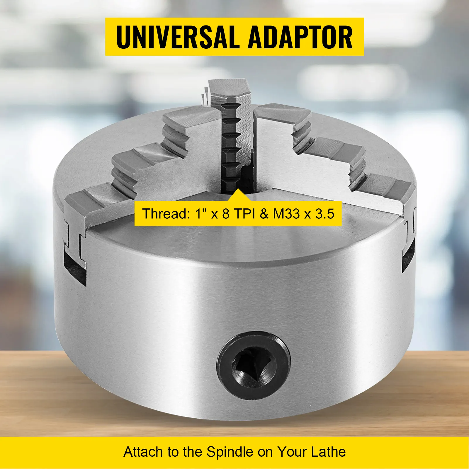VEVOR lathe chuck with universal adaptor and thread of 1" x 8 tpi & m33 x 3.5.