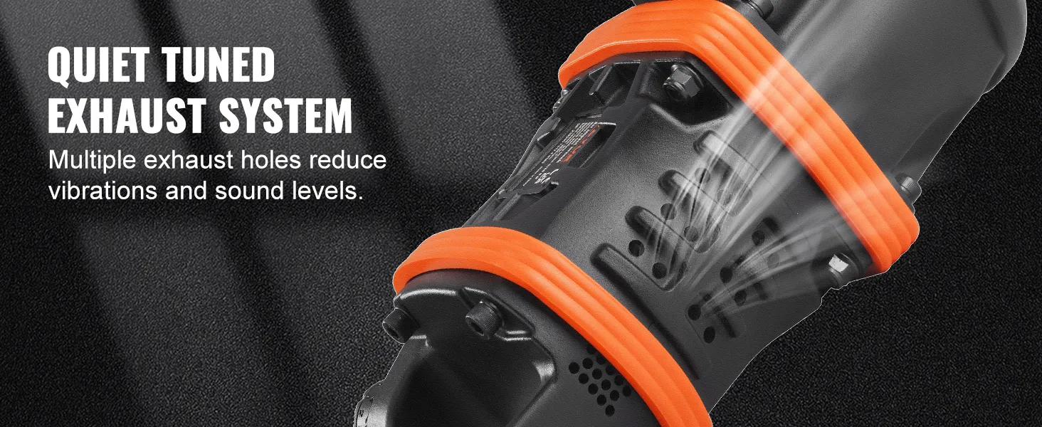 VEVOR air impact wrench with quiet tuned exhaust system, reducing vibrations and noise levels.