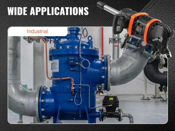 VEVOR air impact wrench highlighting its wide industrial applications with machinery background.