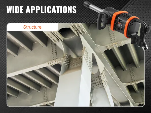VEVOR air impact wrench showcasing wide applications in structural assemblies.