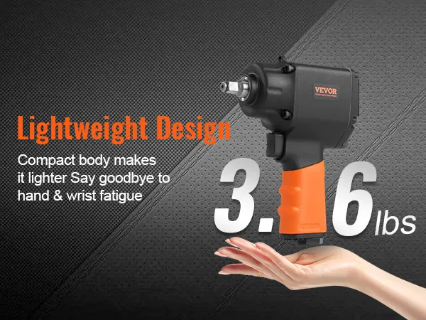 VEVOR luchtslagsleutel, lichtgewicht ontwerp, 3,6 lbs, compact en vermindert vermoeidheid van hand en pols.