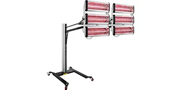 VEVOR paint curing lamp with dual infrared panels on a mobile stand.