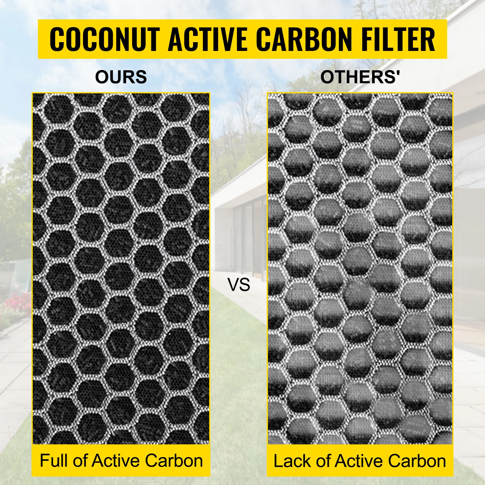 comparison of VEVOR hepa filter active carbon vs others' filters.