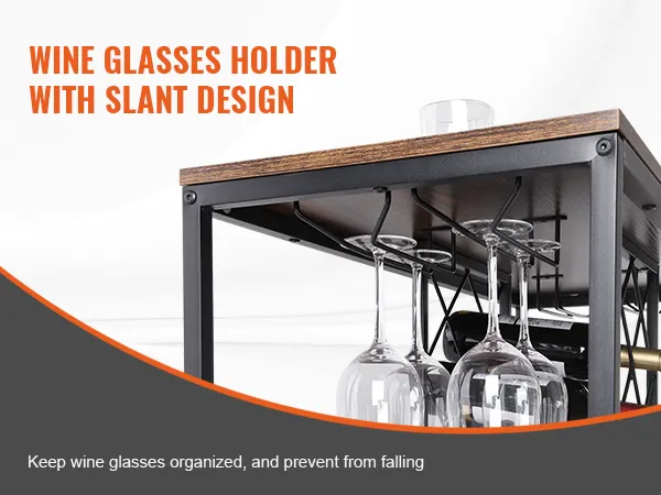 Mobile bar per vino VEVOR con porta calici inclinato, per mantenere i bicchieri in ordine e al sicuro.