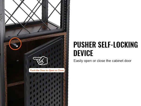 VEVOR industrial bar cabinet with pusher self-locking device for easy cabinet door operation.