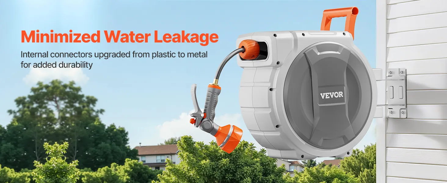 Retractable Garden Hose Reel 5/8 Inch x 100 ft Wall Mounted Garden Hose Reel