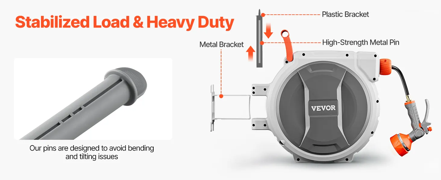 Retractable Garden Hose Reel 5/8 Inch x 100 ft Wall Mounted Garden Hose Reel