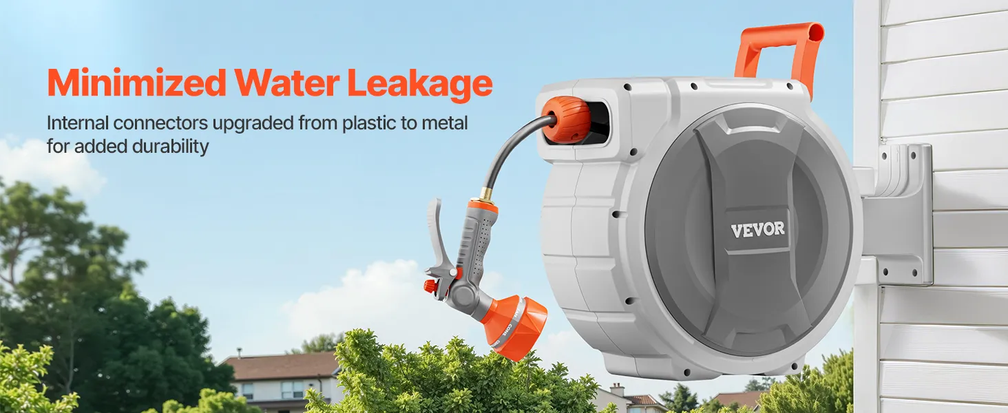 Retractable Garden Hose Reel 1/2 Inch x 65 ft Wall Mounted Garden Hose Reel