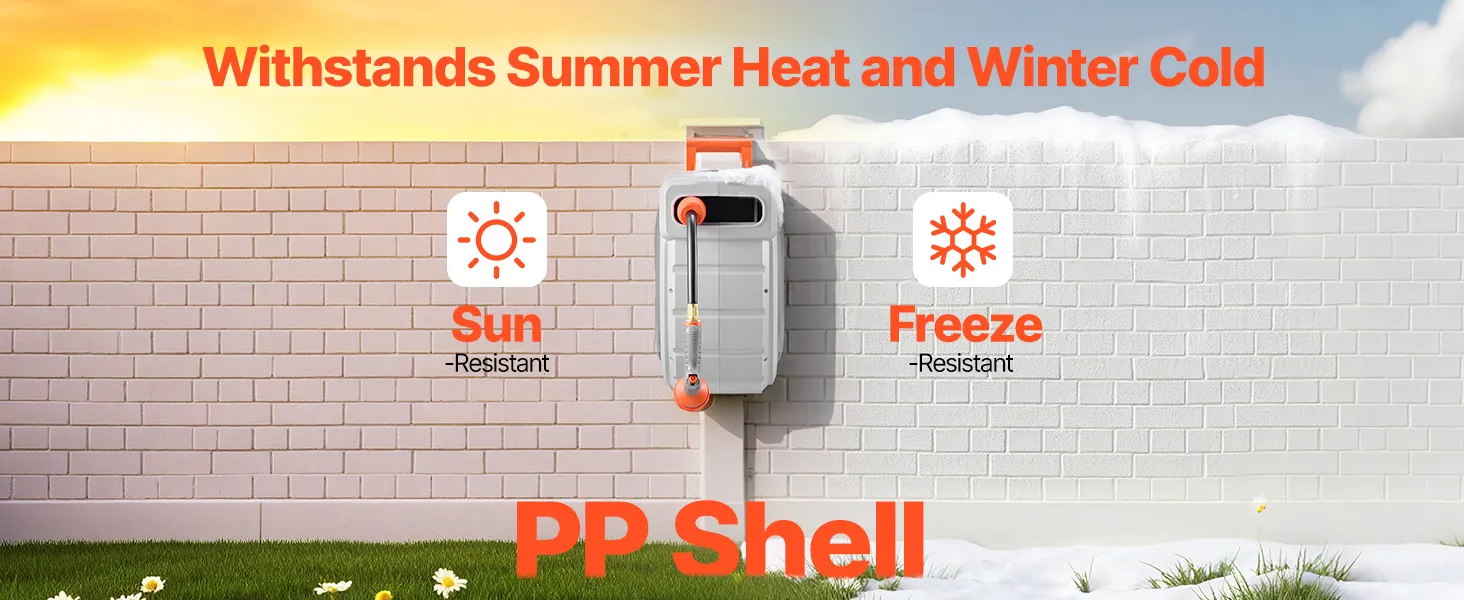 Retractable Garden Hose Reel 1/2 Inch x 65 ft Wall Mounted Garden Hose Reel