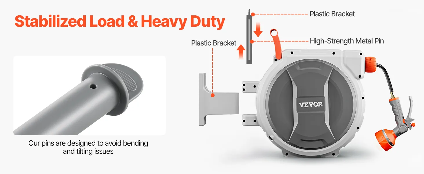 Retractable Garden Hose Reel 1/2 Inch x 65 ft Wall Mounted Garden Hose Reel