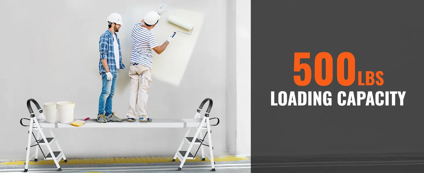 painters use VEVOR telescoping aluminum work plank with 500 lbs loading capacity for wall painting.