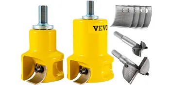 yellow VEVOR tenon cutter set with blades and additional cutting tools.