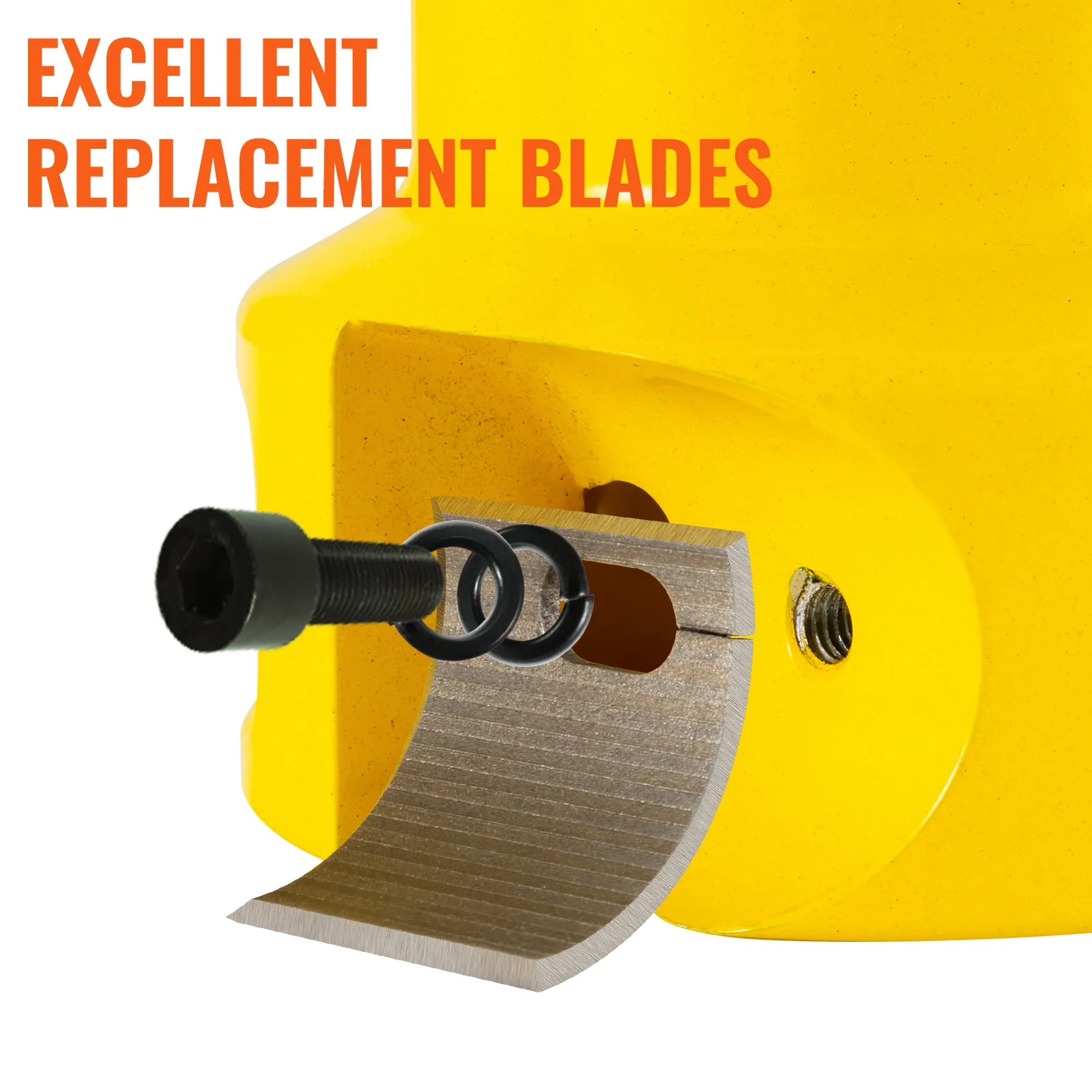 VEVOR tenon cutter replacement blades in yellow housing with mounted screws.