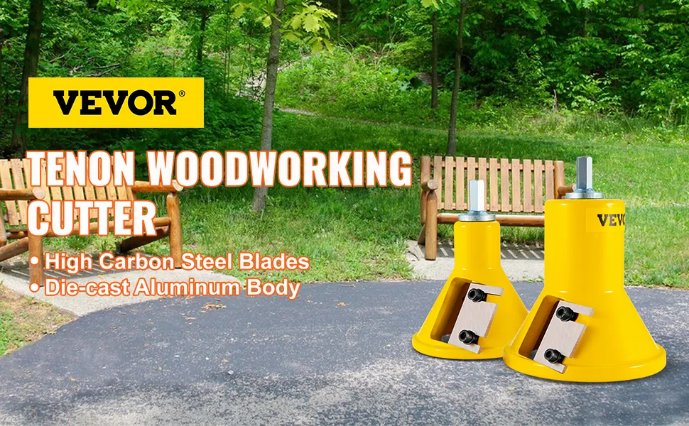 VEVOR tenon cutter with high carbon steel blades and die-cast aluminum body in a park setting