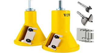 two yellow VEVOR tenon cutters with metal blades and accessories on white background.