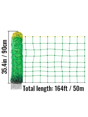 Siatka ogrodzeniowa elektryczna VEVOR: wysokość 90 cm, długość 50 m.
