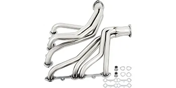 Colector de escape VEVOR pulido con juntas y herrajes.