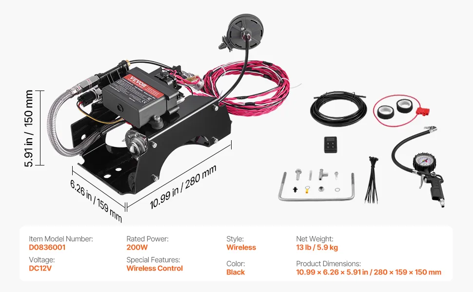 Air Shock Controller Kit 12V 100PSI Wireless On Board Air Compressor System