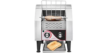 VEVOR commercial conveyor toaster with toast on rack and tray