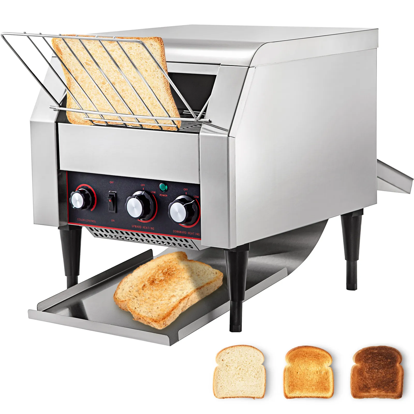 Tostadora de cinta transportadora comercial VEVOR con configuraciones ajustables, para tostar rebanadas de pan.