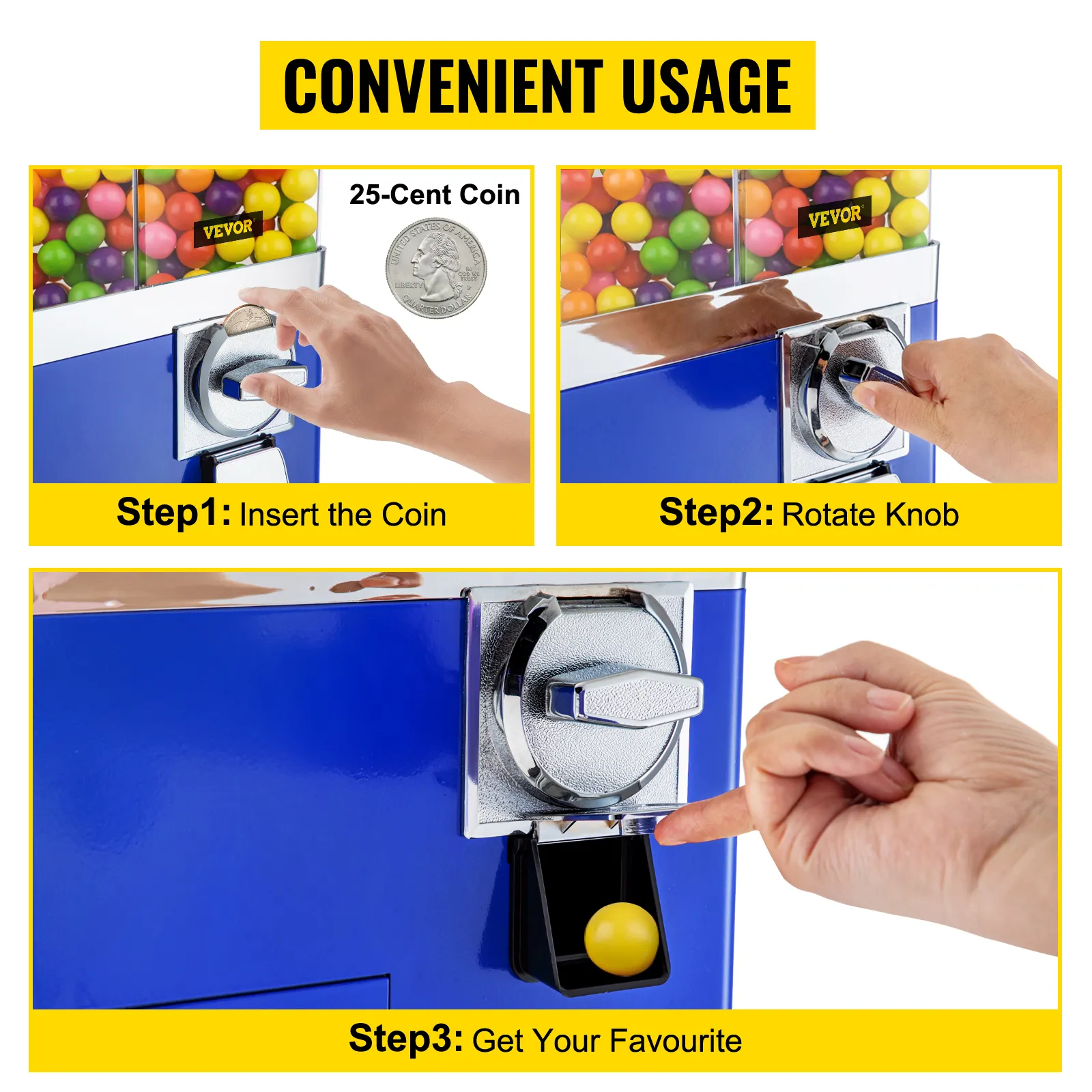 Máquina expendedora VEVOR: inserte una moneda, gire la perilla y obtenga su refrigerio favorito.