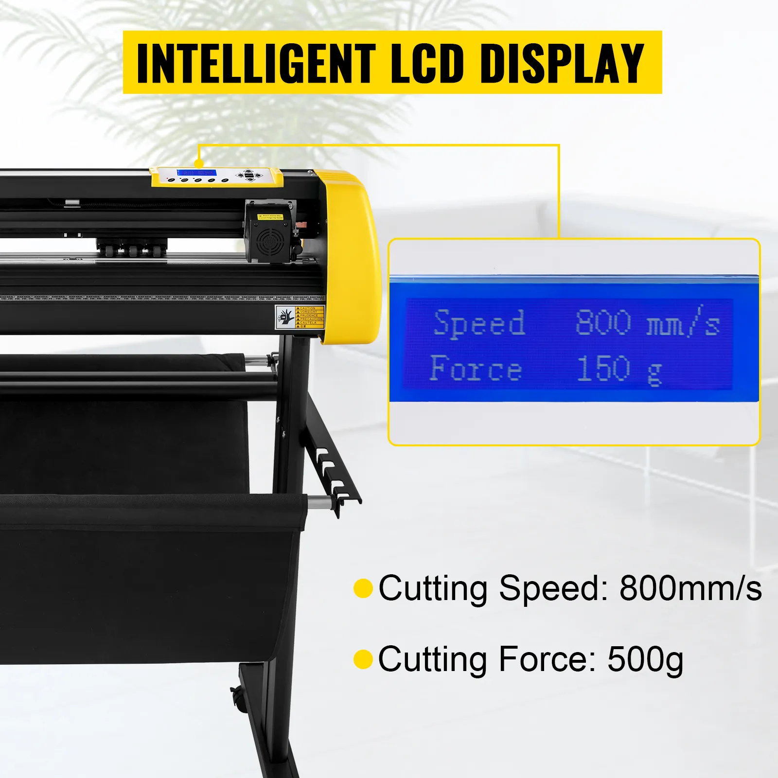 VEVOR vinylsnijmachine met intelligent lcd-scherm, snelheid van 800 mm/s, kracht van 500 g.