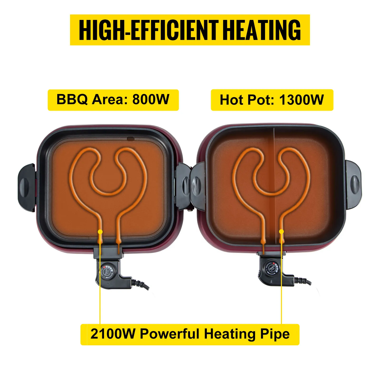 VEVOR electric bbq grill with 2100w powerful heating pipe for efficient heating.