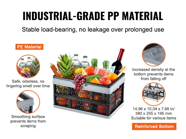 industrial-grade VEVOR portable shopping basket with reinforced bottom and safe pe material.