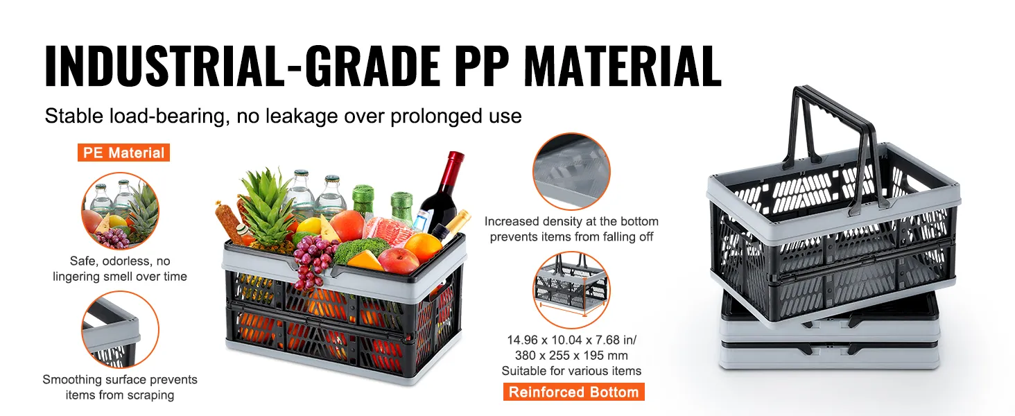 industrial-grade VEVOR portable shopping basket with reinforced bottom and safe pe material.