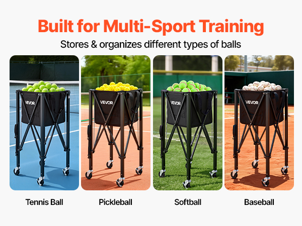 VEVOR Tennis Ball Hopper, Holds 150 Tennis Balls, Foldable