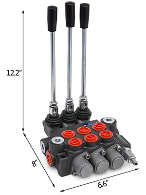 Valvola di controllo idraulico VEVOR con tre leve, dimensioni: 8"x6,6"x12,2".