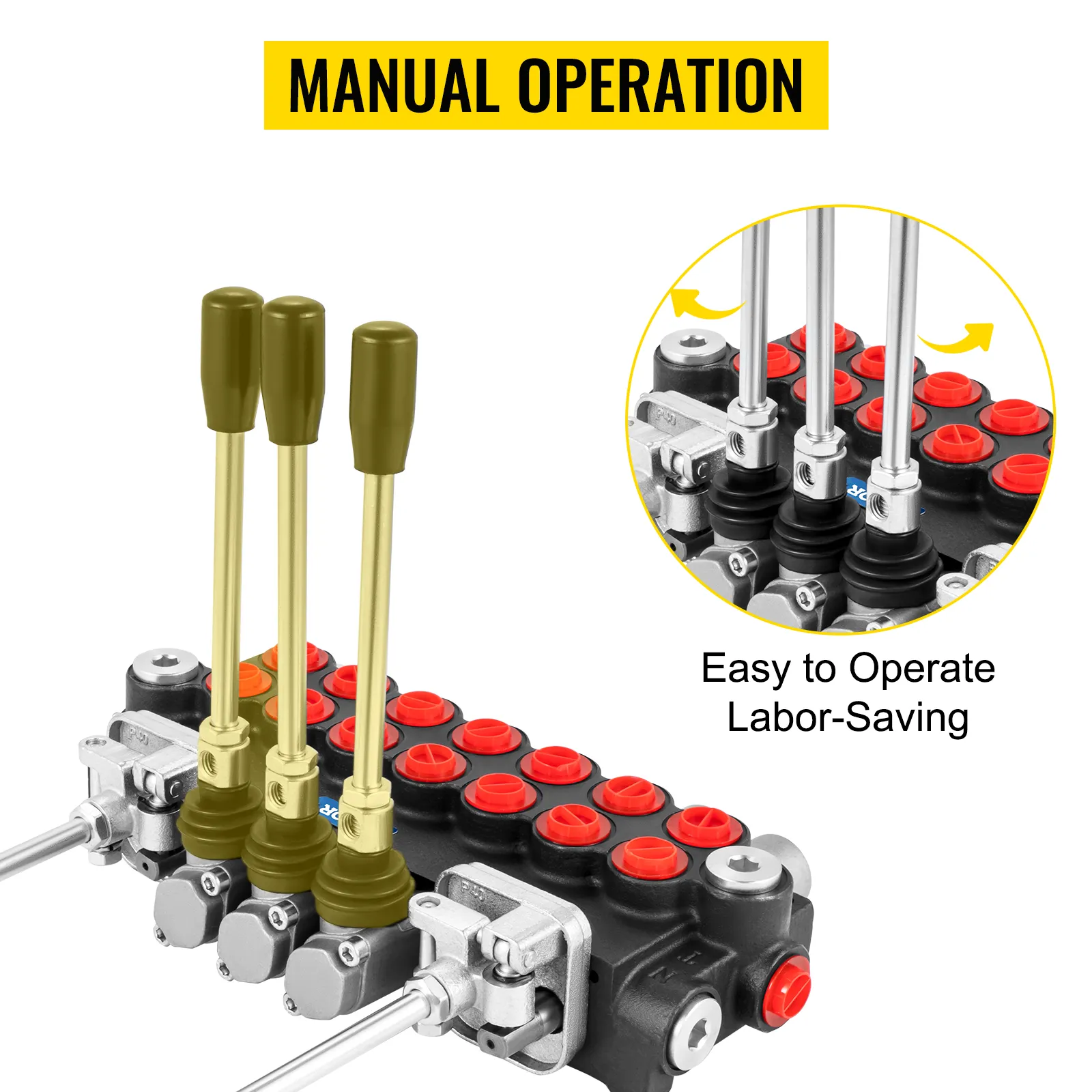 VEVOR hydraulic control valve with manual operation for easy and labor-saving use.