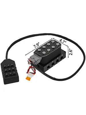 VEVOR accu x4 solenoid valve with dimensions 7.9"x 4.7"x 2.6" and attached control pad.