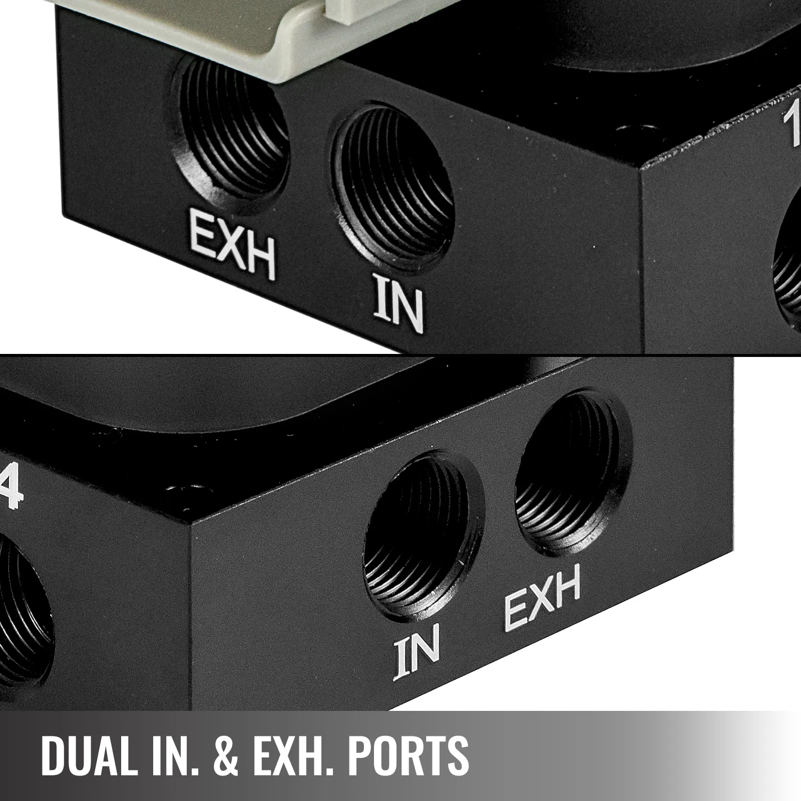 VEVOR accu x4 solenoid valve showing dual input and exhaust ports.